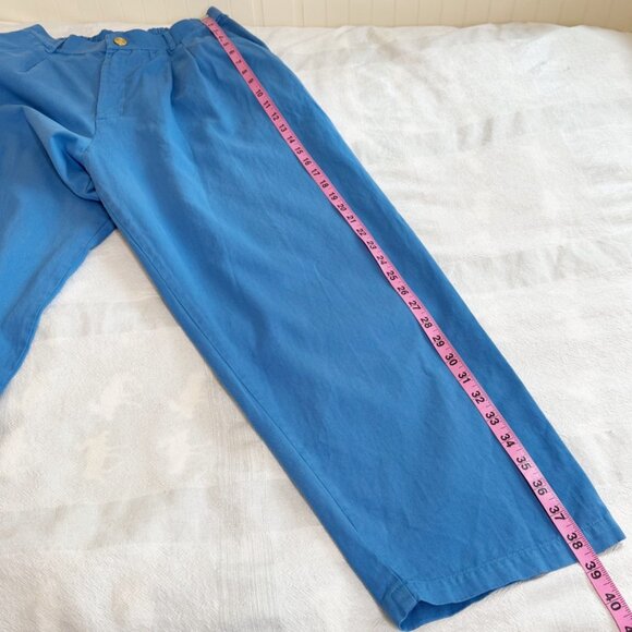 Big Bud Press Petite Trousers Blue Cotton Twill High Waist Relaxed Fit Petite M - Picture 9 of 13